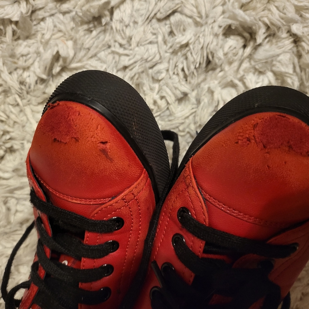 100% AUTHENTIC VIBRANT RED PRADA LEATHER SNEAKERS TRAINERS UNISEX ADULTS KIDS - Picture 15 of 16